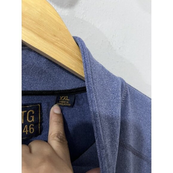 VTG 1946 Sweatshirt Mens XXL Fleece Pullover Blue 1/4 Zip - Picture 4 of 6